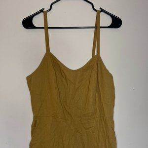 Old Navy Mustard Jumpsuit Elastic Back Panel  Linen Pockets Size L